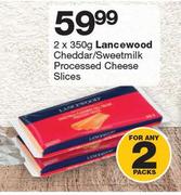 Lancewood Cheddar/Sweetmilk Processed Cheese Slices-2 x 350g