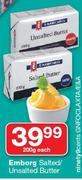 0Emborg Salted/Unsalted Butter-200g Each