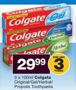Colgate Original/Gel/Herbal/Propolis Toothpaste-3X100ml
