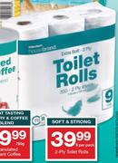 HouseBrand 2 Ply Toilet Rolls-9's Per Pack