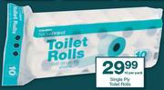 Housebrand Single Ply Toilet Rolls-10 Per Pack