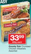 County Fair Crumbed Chicken Steaklets Assorted-400gm Each