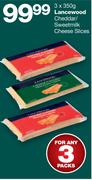 Lancewood Cheddar/Sweetmilk Cheese Slices-3X350gm