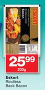 Eskort Rindless Back Bacon-200gm