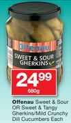 Offenau Sweet & Sour Or Sweet & Tangy Gherkins/Mild Crunchy Dill Cucumbers-680gm Each