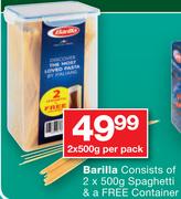 Barilla Consist Of 2X500gm Spaghetti & A Free Container-Per Pack