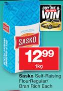 Sasko Self-Raising Flour Regular/Bran Rich-1Kg Each