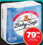 Baby Soft 2 Ply Toilet Rolls-18 Per Pack