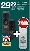 Axe Aerosol for Men Deodorant Assorted-150ml Each