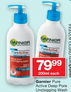 Garnier Pure Active Deep Pore Unclogging-200ml Each