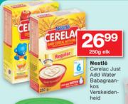Nestle Cerelac (Just Add Water) Baba graan-Kos Verskeiden-Heid-250g Elk