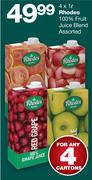 Rhodes 100% Fruit Juice Blend Assorted-4 x 1Ltr