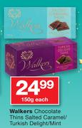 Walkers Chocolate Thins Salted Caramel/Turkish Delight/Min-150gm Each