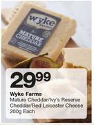 Wyke Farms Mature Cheddar/Ivy's Reserve Cheddar/Red Leicester Cheese-200g Each