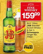J&B Blended Scotch Whisky-750ml & Get Free Shweppes Ginger Ale-1Ltr 