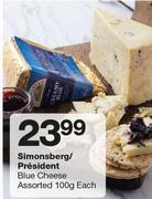 Simonsberg/President Blue Cheese Assorted-100g Each