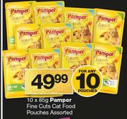 Pamper Fine Cuts Cat Food Pouches Assorted-10 x 85g