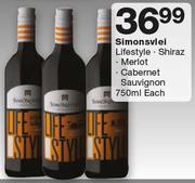Simonsvlei Lifestyle/Shiraz/Merlot/Cabernet Sauvignon-750ml Each