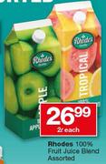 Rhodes 100% Fruit Juice Blend-2Ltr Each