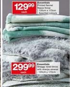 Essential Printed Flannel Fleece Throw 130cm x 170cm-Each