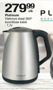 Platinum 1.7Ltr Vlekvrye Staal 360 Koordlose Ketel-elk