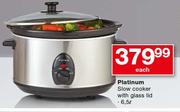 Platinum 6.5Ltr Slow Cooker With Glass Lid-Each