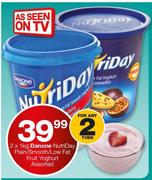 Danone NutriDay Plain/Smooth/Low Fat Fruit Yoghurt Assorted - 2 x 1Kg