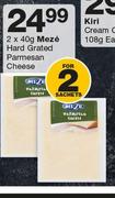Meze Hard Grated Parmesan Cheese-2 x 40g