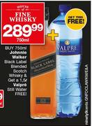 Johnnie Walker Black Label Blended Scotch Whisky-750ml & Get A Free Valpre Still Water-1.5Ltr