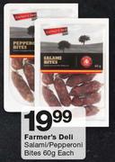 Farmer's Deli Salami/Pepperoni Bites-60g Each
