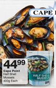 Cape Point Half Shell Mussels-400g Each