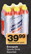 Energade Sports Drink Assorted-6 x 500ml Per Pack