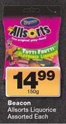 Beacon Allsorts Liquorice Assorted-150g Each