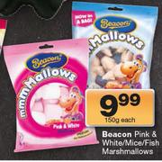 Beacon Pink & White/Mice/Fish Marshmallows-150g Each