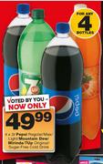 Pepsi Regular/Max/Light/Mountain Dew/Mirinda/7up Original/Sugar Free Cold Drink-4 x2Ltr