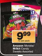 Amazon Monsta/Milkit Candy Sweets Assorted-72 Per Pack