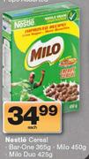 Nestle Cereal Bar-One 365g/Milo 450g/ Milo Duo 425g Each