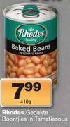 Rhodes Gebakte Boontjies In Tamatiesous-410g