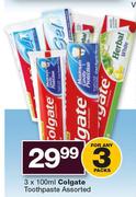Colgate Toothpaste Assorted-3 x 100ml