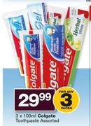 Colgate Toothpaste Assorted-3 x 100ml