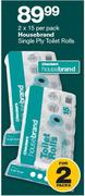 Housebrand Single Ply Toilet Rolls-2x15 Per Pack