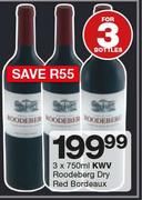 KWV Roodeberg Dry Red Bordeaux-3x750ml