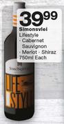 Simonsvlei Lifestyle Cabernet Sauvignon/Merlot/Shiraz-750ml Each