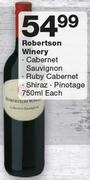 Robertson Winery Cabernet Sauvignon/Ruby Cabernet/Shiraz/Pinotage-750ml Each