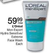 L'Oreal Men Expert Sensitive/Extreme Face Wash-150ml