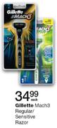 Gillette Mach3 Regular/Sensitive Razor-Each