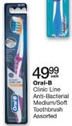 Oral-B Clinic Line Anti-Bacterial Medium/Soft Toothbrush Assorted