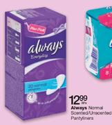 Always Normal Scented/Unscented Pantyliners-20's