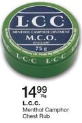 L.C.C Menthol Camphor Chest Rub-75g
