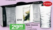 Halo Glasses Hi-ball/Whisky-3's Per Pack